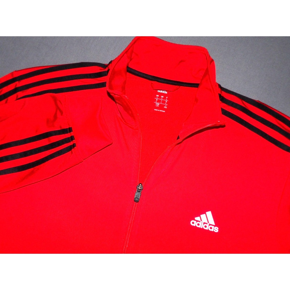 ADIDAS Zip-Up Red/Black Striped Performance Athletic Track Jacket Men's Large